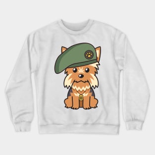 Funny Yorkshire Terrier wearing a beret Crewneck Sweatshirt